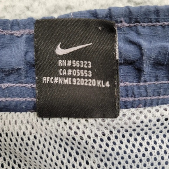 Nike Shorts Mens Large Blue Swim Trunks Lined Drawstring Spellout Logo Vintage - Picture 11 of 16